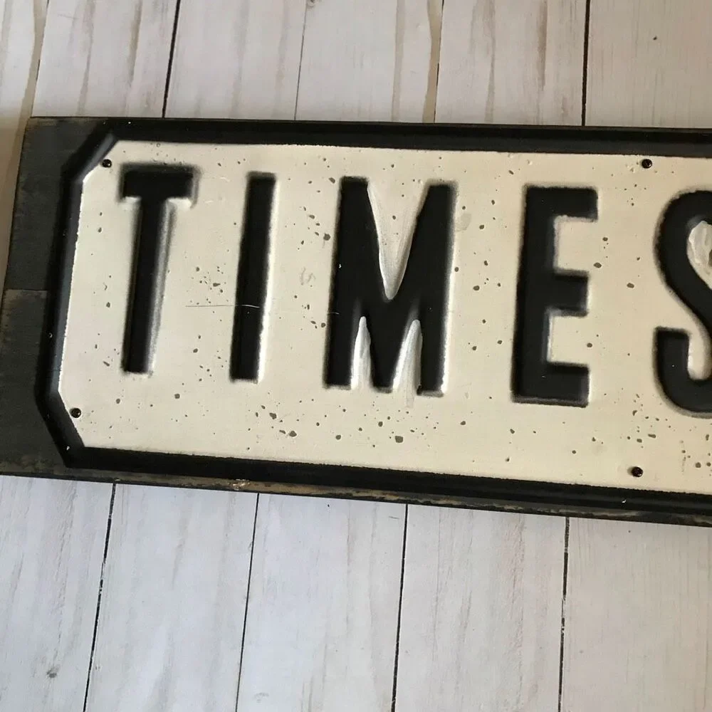 Times Square wood and metal sign Rustic 20” x 5.5” home decor